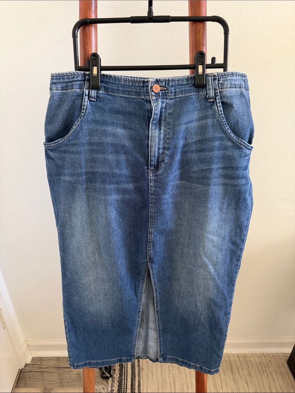 Wash Lab Daily Slit Denim Midi Skirt